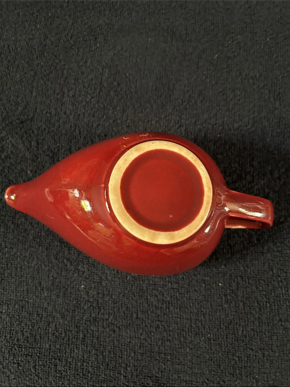 Vintage Mid Century Modern Maroon Ceramic Gravy Boat